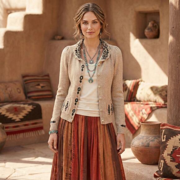 Peruvian Connection Baby Alpaca Cardigan Sweater Beige knit Size Small - Picture 1 of 10